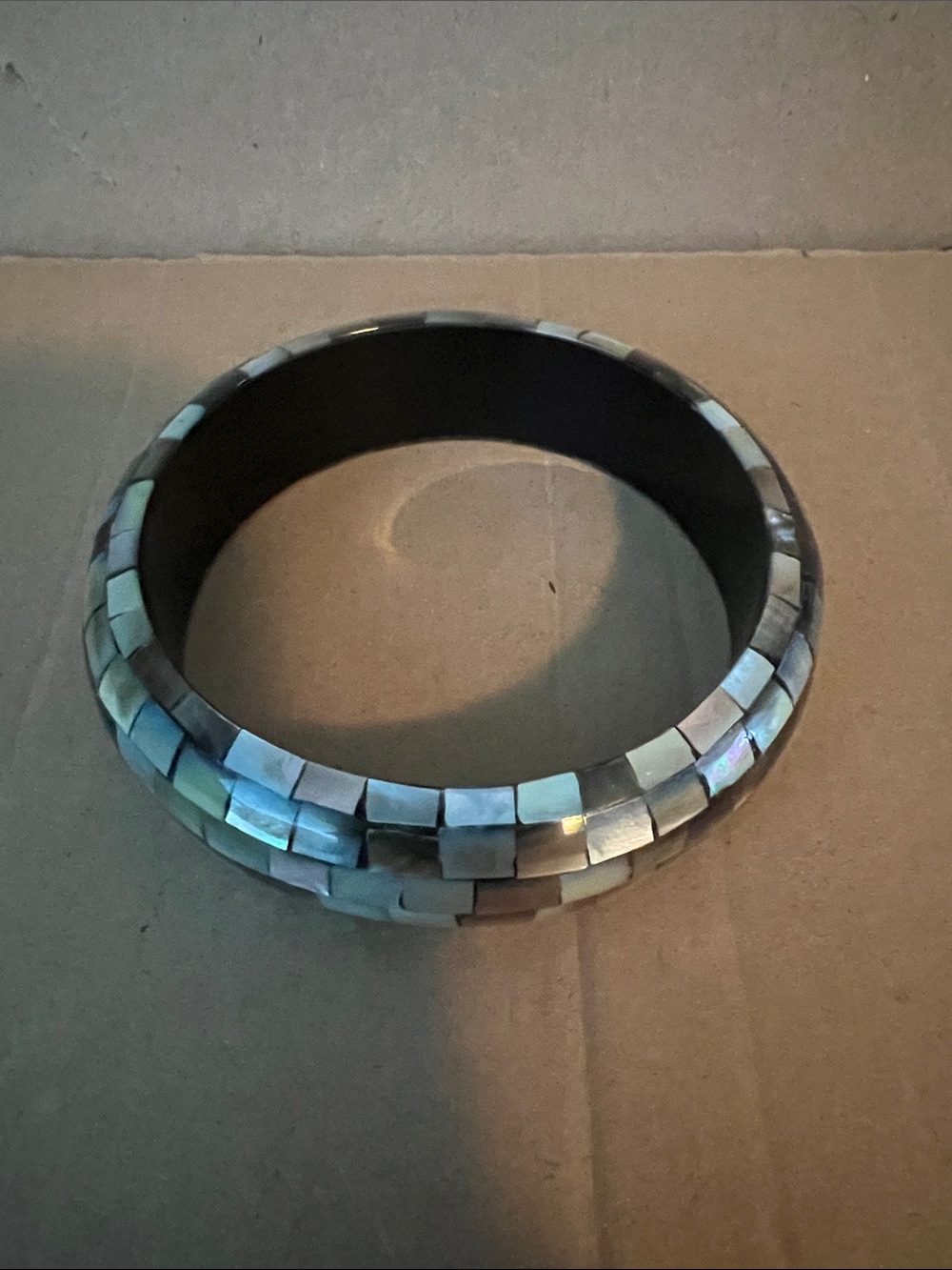 Premier Designs Iridescent Mother-of-Pearl Mosaic Bangle Bracelet - Black Ivory - Picture 2 of 2